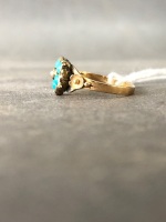 Victorian 18ct Gold Turquoise & Seed Pearl Ring - 3