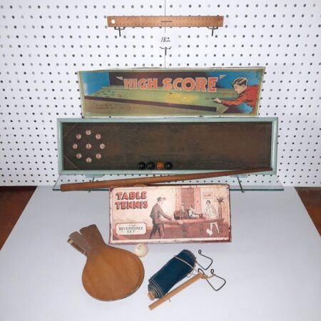 Antique Table Tennis Set, Complete in Original Box 'High Score' Table Game, Complete