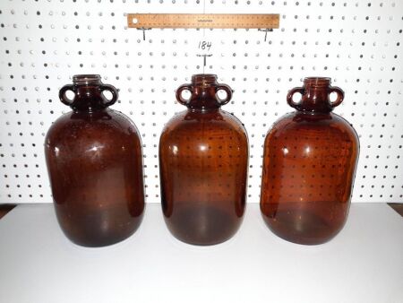 Trio of 'Amber' 1 Gallon Cordial Syrup Bottles