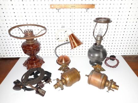 Selection of Vintage / Retro Electric Lights. Pair Wall Mounted Lamps, Vintage Cords