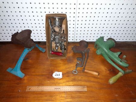 Selection of Vintage Meat Mincers