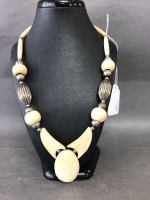 Vintage Bone & White Metal Necklace