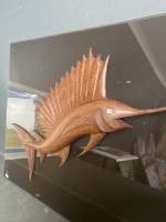 Wooden Marlin Mounted on Perspex - 2