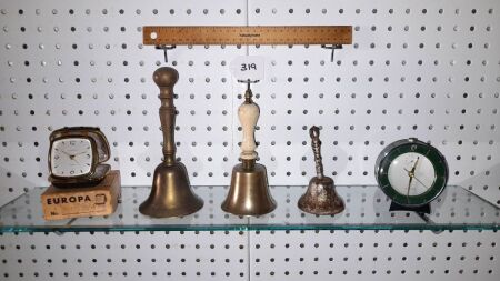 Trio of Vintage Counter Bells, 'Europa' Travel Clock / Original Box. Retro Alarm Clock