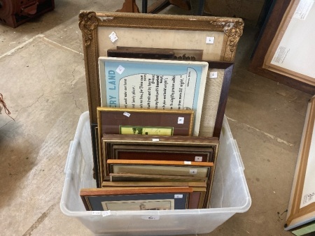 Large Quantity of Old Art Work and Frames