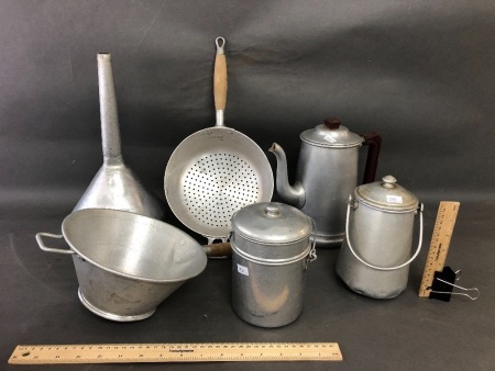 Box Lot of Vintage French Aluminium Cookware