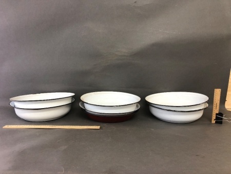 Lot of 7 Vintage French Enamel Basins