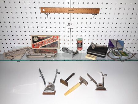 Antique and Vintage Shavers and Razor Blade Sharpeners, Pair Vintage Hair Clippers, Toolkit