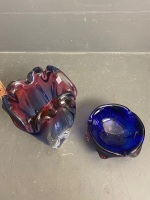 Mid Century Murano Blue and Pink Vase and Ashtray - 3