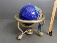 Brass and Gemstone World Globe / Compass - 2