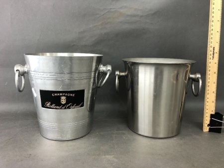 2 French Aluminum Champagne Buckets