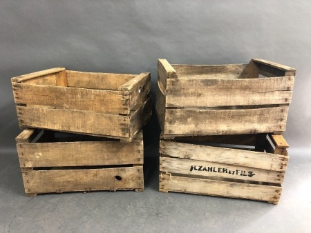 Lot of 4 Vintage French Apple Crates