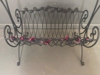 Retro Metal Rack with Rose Details and Granite Top - 3