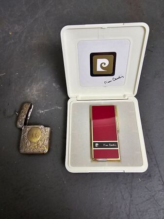 Vintage Match Holder and Piere Cardin Lighter in case