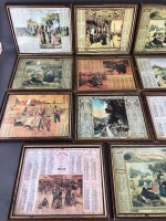 Collection of 15 Vintage Framed French Calendars - 2