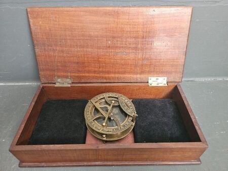 Brass Ships Compass in Rosewood Box from West London