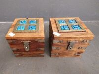 2 Small Wooden Trinkets Boxes