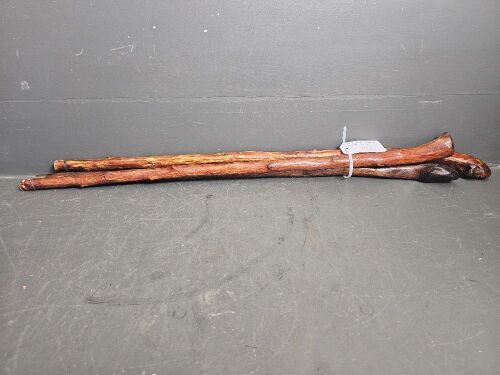 3 Hand Made Crocked Walking Sticks