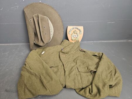 Slouch Hat, Army Jacket and Officer Cadet Plaque