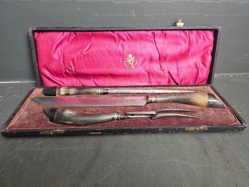 Antique Wade Wingfield & Rowbotham Sheffield Horn Carving Set