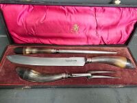 Antique Wade Wingfield & Rowbotham Sheffield Horn Carving Set - 2