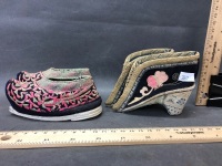 Pairs of Antique, Intricately Embroidered, Chinese Bound-Feet Lotus Shoes & Night Slippers - 3