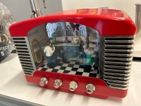 Retro Radio and Music Player with Dancing Figures 