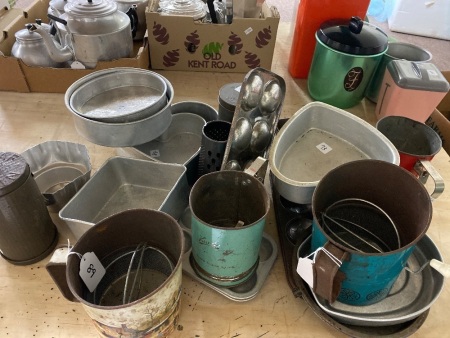 Selection of Vintage Baking Items Including 'Orange Cake' Pan