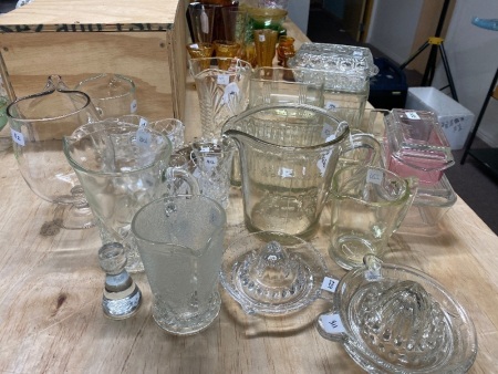 Lot of Vintage Crystal / Cut Glass Jugs, Butter Dishes, Vases etc.