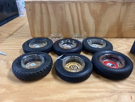 Trio of Vintage 'Rubber Tyre' Promotional Ashtrays. All Rare Indian Tyres / Ashtrays