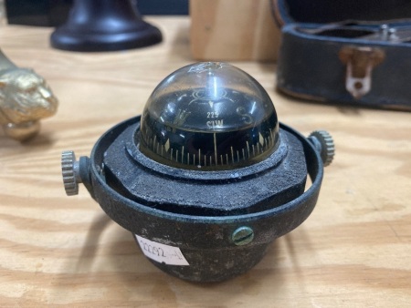 Vintage Small Gimbal Mounted Boat Compass