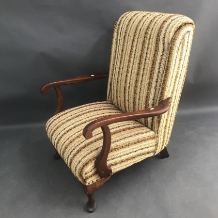 Vintage Low Sprung Armchair with Timber Arms