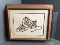 Etching of Tigress and Cub signed Christina Maier - with certificate of authenticity