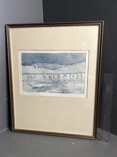 On The Beach - Etching signed Neil Caffin