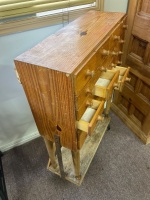 Mid Century Pine Chest of Organising Drawers (24) mounted on block with casters - 2