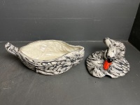 Ceramic Swan Casserole Serving Dish - 2