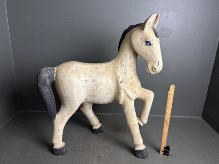 Ornate Antique Wooden Horse Statue