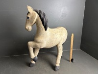 Ornate Antique Wooden Horse Statue - 3