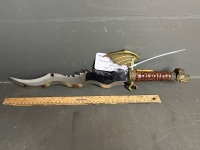 Kris Dagger Flame Knife Stainless Blade With Brass Dragon Handle - 3