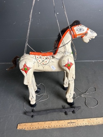 Vintage Wooden Horse Marionette