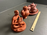 Pottery Figurines and Tea Set - 2