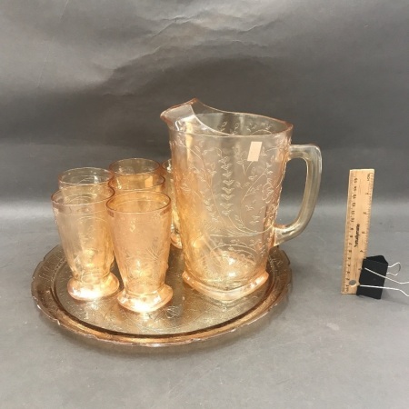 Vintage Pressed Lustre Glass 8 Piece Drinks Set