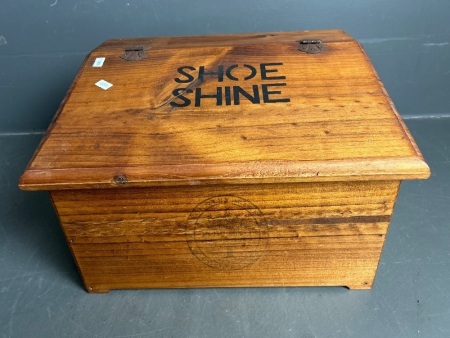 Wooden Shoe Shine Box with Accessories