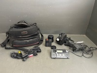 Panasonic Palmcorder and Video Editor with accessories in case