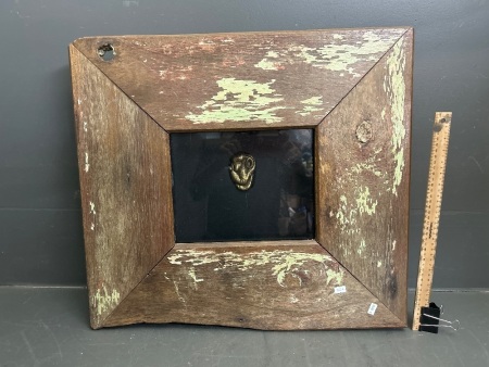 Rustic Picture Frame with Brass Rams Head