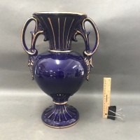 Large Cobalt & Gilt 2 Handled Urn - 3