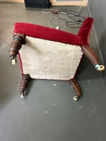 Vintage Button Back Bedroom Chair on Brass/ceramic Castors- for restoration - 3