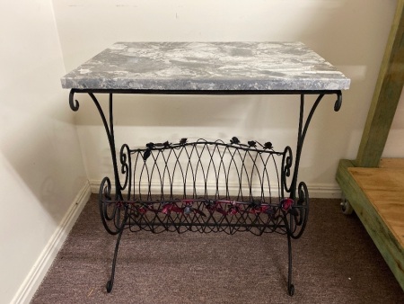 Retro Metal Rack with Rose Details and Granite Top