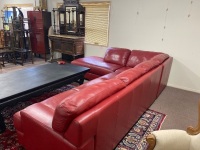 Plush Red Leather Corner Lounge - 3