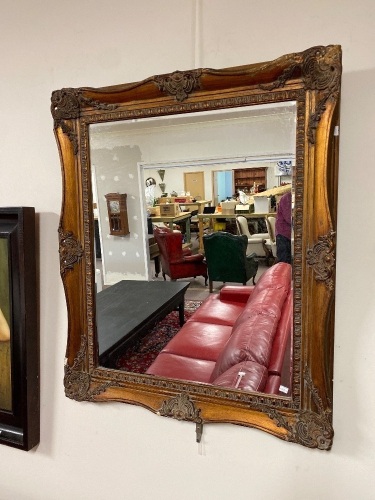 Gilt Framed Bevel Edged Ornate Mirror